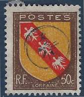 France N°757 50c Blason Lorraine Oblitéré Du Cachet De Facteur X/16 RRR Sur Moderne !! - 1941-66 Armoiries Et Blasons