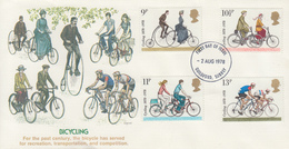 Enveloppe  FDC   1er   Jour   GRANDE  BRETAGNE   Evolution  De  La  Bicyclette   1978 - Cycling