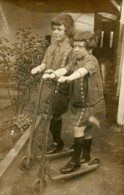France Orchies Trottinettes En Bois Jeu D'Enfants Ancienne Photo Amateur 1920 - Persone Anonimi