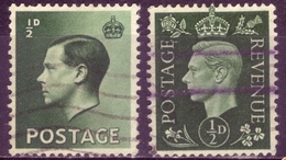 KING EDWARD VIII-GEORG VI-1/2 D-INVERTED WATERMARK-GREAT BRITAIN-1936-1937 - Gebruikt