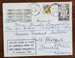 FRANCE Première Liaison AIR FRANCE Par Quadriréacteur BOEING 707 PARIS DOUALA - BRAZZAVILLE. 10 Septembre 1960 - 1960-.... Cartas & Documentos