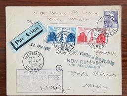 FRANCE Premier Service AERIEN DIRECT PARIS MEXICO 27 Avril 1952. Cachet Arrivée Au Dos Et Cachet Retour - 1960-.... Brieven & Documenten