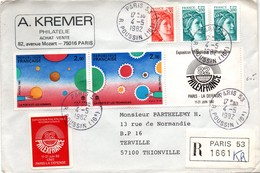 Vignette PhilexFrance Oblitérée Sur Lettre Recommandée Paris 53 1982 - Briefmarkenmessen