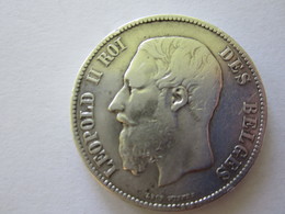 5 FRANCS LEOPOLD II ROI DES BELGES EN  ARGENT 1871 - 5 Francs