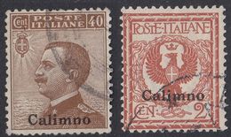 ITALIA - CALIMNO - 1912 - Lotto Due Valori Usati: Unificato 1 E 6. - Egée (Calino)