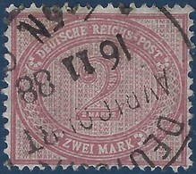 Allemagne N°43 2 Mark Lilas Obl Elsaas Cachet Allemand Ambulant Rond Ligne DEUTSCH/Avricourt  RRR - Oblitérés