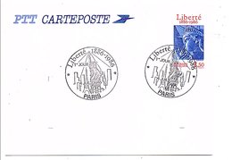 ENTIER CARTE LIBERTE OBLITERATION FDC CENTENAIRE STATUE DE LA LIBERTE PARIS 1986 - Cartes Postales Repiquages (avant 1995)
