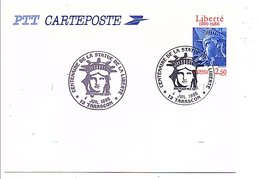 ENTIER CARTE LIBERTE OBLITERATION FDC CENTENAIRE STATUE DE LA LIBERTE à TARASCON 1986 - Cartes Postales Repiquages (avant 1995)