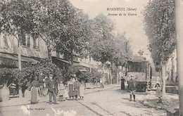 Rare Cpa Bonneuil Avenue De La Mairie Très Animée Avec Tramway - Bonneuil Sur Marne