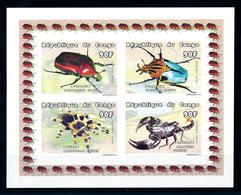 Congo Brazaville 1999, Insects, Spiders, Scorpions, 4val Sheetlet IMPERFORATED - Spinnen