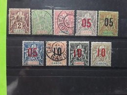 GABON 1904 - 1912 , Type Groupe , 9 Timbres , Yvert 17,19,20, 68 / 70 , 72 / 74 , Neufs Et Obl Cote 23 Euros - Sonstige & Ohne Zuordnung