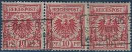 Allemagne N°47 X3 10pfg Rouge Obl Elsaas Cachet Allemand Rectangle Herlisheim/colmar R - Used Stamps