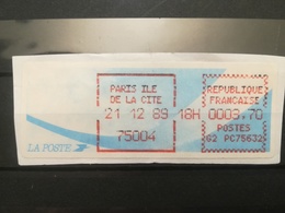 FRANCIA FRANCE AUTOMATICI VIGNETTE DISTRIBUTEURS LETTRE COMETE ANNULLO PARIS - 1988 Type « Comète »