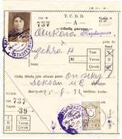 1934 Bahnausweis Mit Photo Und 3 Kurus Fiskalmarke; Bahnhofstempel  Haydarpasa Istasiyonu - Lettres & Documents