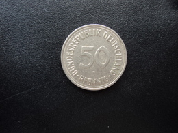 RÉPUBLIQUE FÉDÉRALE ALLEMANDE : 50 PFENNIG   1968 F    KM 109.1     SUP - 50 Pfennig