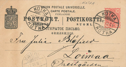 Ganzsache Kotka Nach Loimaa 1898 - Lettres & Documents