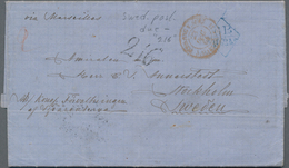 China: 1862, Entire Folded Letter Dated "Ningpo River 27/10-1864" With Blue Diamond Shape Anglo-fren - Other & Unclassified