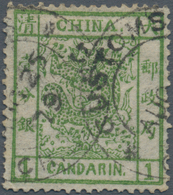 China: 1878, Large Dragon Thin Paper 1 C. Green Canc. "CUSTOMS CHIN(KIANG) AUG 25 79" (Michel Cat. 4 - Other & Unclassified