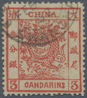 China: 1878, Large Dragon Thin Paper 3 Ca.red, Canc. Part Strike Customs Dater "CHINKIANG FEB ...82" - Other & Unclassified