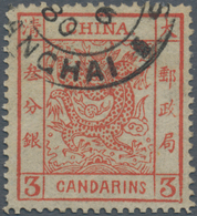 China: 1878, Large Dragon Thin Paper 3 Ca. Red Canc. Customs Dater "(SH)ANGHAI ... 80", Flawless Per - Other & Unclassified