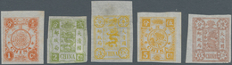 China: 1894, Dowager Set, 2nd Printing, Proofs: On Very Thin Laid Paper 1 Ca., 2 Cn., 3 Cn., 5 Cn. A - Sonstige & Ohne Zuordnung
