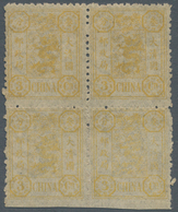 China: 1897, Dowager 2nd Printing 3 Cds. Lemon, Dry Printing, A Block Of Four, Unused No Gum, Bottom - Andere & Zonder Classificatie