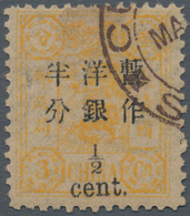China: 1897, Dowager Cent Surcharges, Large Figures 2 1/2 Mm, On 1st Printing: 1/2 C./5 Ca., Canc. B - Other & Unclassified