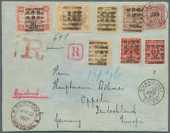 China: 1897, 1 C. Type I On Red Revenue Resp. 4 C. Large Type On Red Revenue With Surcharges On Dowa - Autres & Non Classés