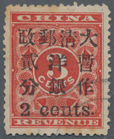 China: 1897, Red Revenue 2 Cents/3 C., Used, Some Tonings (Michel Cat. 500.-). - Sonstige & Ohne Zuordnung