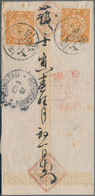 China: 1898, Coiling Dragon 1 C. (2) Tied "SHANGHAI 9 MAR 02" To Reverse Of Red Band Cover With Red - Sonstige & Ohne Zuordnung