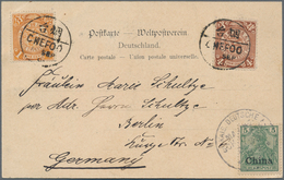 China: 1901, Coiling Dragon 1 C. Orange And 4 C. Orangebrown "CHEFOO 11. SEPT.01" In Combination Wit - Sonstige & Ohne Zuordnung