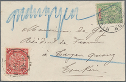 China: 1898, Coiling Dragon 2 C. Tied "LUNGCHOW 26 DEC 00" In Combination W. French Indochina 5 C. T - Autres & Non Classés