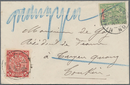 China: 1898, Coiling Dragon 2 C. Tied "LUNGCHOW 26 DEC 00" In Combination W. French Indochina 5 C. T - Otros & Sin Clasificación