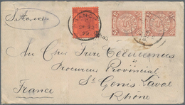 China: 1898, Coiling Dragon 5 C. Salmon (pair) Tied Bisected Bilingual "PKEING 15 SEP 99" To Small C - Autres & Non Classés