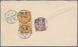 China: 1907, 1c. Ocre Horizontal Pair And 5c. Lilac On Reverse Of Registered Cover "ANHUI RAILWAY CO - Sonstige & Ohne Zuordnung