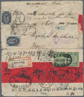 China: 1902, Coiling Dragon 10 C. (pair) Tied Oval Bilingual "PEKING 8-OCT 190." To Registered Red-b - Autres & Non Classés