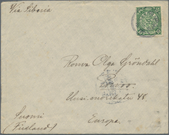 China: 1902, Coiling Dragon 10 C. Green Canc. Lunar Dater "Hunan.Tsingshih 3.17" To Cover To Finland - Autres & Non Classés