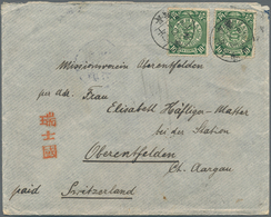 China: 1902, Coiling Dragon 10 C. Green (2) Tied Lunar Dater "Kwangtung Changpu -.4.13" To Cover To - Autres & Non Classés