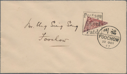 China: 1903, Foochow Provisional: Coiling Dragon 2 C. Bisected With Boxed "Postage/1 Cent/Paid" Tied - Sonstige & Ohne Zuordnung