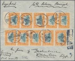 China: 1909, 1st Anniversary 3 C. (10, Two Vertical Margin Strips-5) Tied 8 Strikes Bisected Bilingu - Andere & Zonder Classificatie