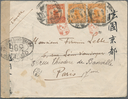 China: 1915, Junk 1 C. (pair) And 8 C. Tied Two Strikes Of Vermilion Letter Box "Buahoi/9" And Also - Sonstige & Ohne Zuordnung