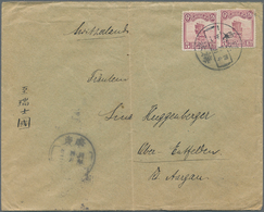 China: 1913, Junk 5 C. Violet (2) Tied Boxed Dater "Kwangtung Muiluk 4.4.21" To Cover To Switzerland - Andere & Zonder Classificatie