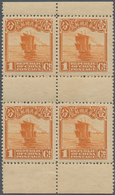 China: 1923, 2nd Peking Printing, Junk 1 C. Prepared But Not Used In Booklet, Pane Of 4, Mint Never - Autres & Non Classés