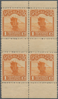 China: 1923, 2nd Peking Printing, Junk 1 C. Prepared But Not Used In Booklet, Pane Of 4, Mint Never - Otros & Sin Clasificación