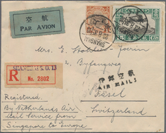 China: 1923/29, Hall Of Classics $1 And Airmail 15 C. Tied "SHANGHAI 23.8.35" To Small Size Register - Autres & Non Classés