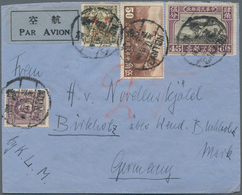 China: 1936/41, Air Mail Covers With Air Mail Stamps (4) To Foreign: 1936 KLM To Germany, 1938 To US - Other & Unclassified