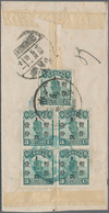 China: 1933/36, Rural Agencies Coloured Trisect Postmarks On Inland Covers Of Chekiang Province: Blu - Sonstige & Ohne Zuordnung