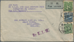 China: 1936/39, Four Airmail Covers From Shanghai: To England Endorsed "Singapore To London Per S/S - Autres & Non Classés