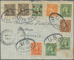 China: 1931/37, SYS/martyrs 1/2 C. (2) To 8 C. Total Seven Stamps Tied Six Strikes Of Oval "U.S. SEA - Other & Unclassified