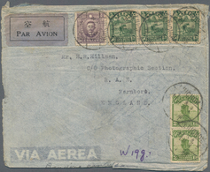 China: 1923/32, Two Airmail Covers: Reaper 50 C. (3) Etc. $1.64 Rate To England "LIUCHOW 24.9.8"via - Sonstige & Ohne Zuordnung